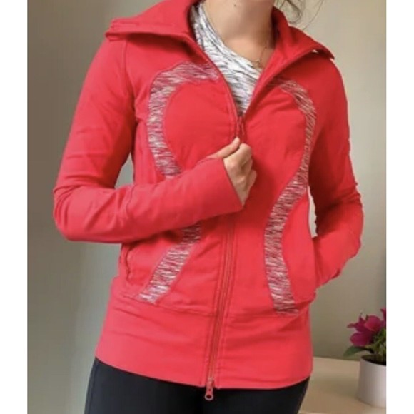 LULULEMON Rar Stride Coral And Heathered Pink Yoga‎ Jacket Top 6 S Small Hoodie - Picture 1 of 8